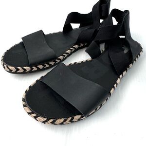 Sorel Ella espadrille ankle strap black sandals size 11